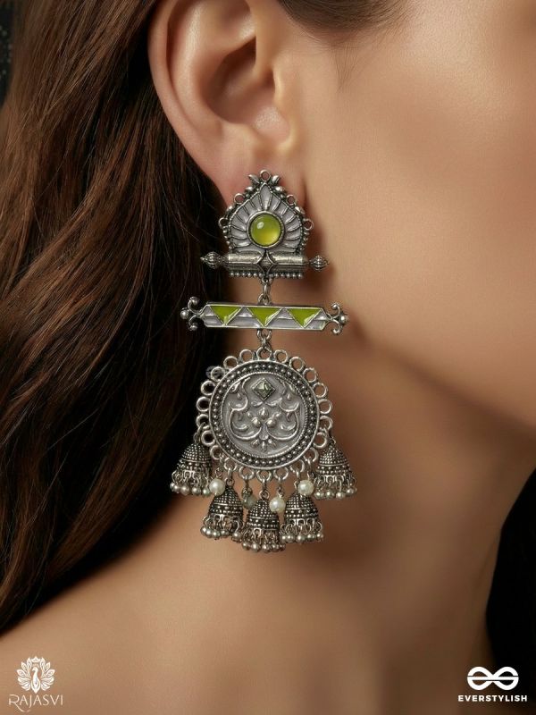 IRIS EMPRESS – OXIDISED HERITAGE STATEMENT EARRINGS