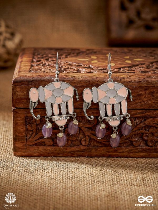 MAJESTIC TRAIL – OXIDISED ELEPHANT MOTIF DROP EARRINGS