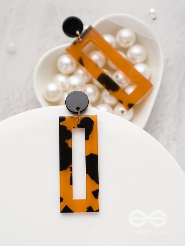 The Leopard Rectangle Danglers - Elegant Acrylic Earrings