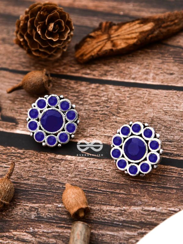 The Bling Button Studs - Sapphire Blue - Tiny Trinket Earrings