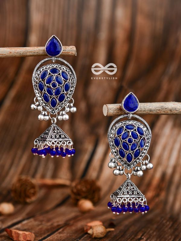 The Khaleesi Statement Danglers - Royal Blue - The Embellished Oxidised Collection