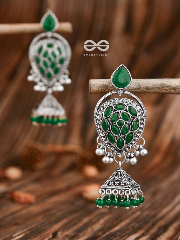 The Khaleesi Statement Danglers - Emerald Green - The Embellished Oxidised Collection