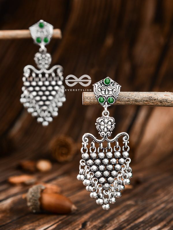 The Cute Mesh Earrings (Emerald Green) - The Embellished Oxidised Collection