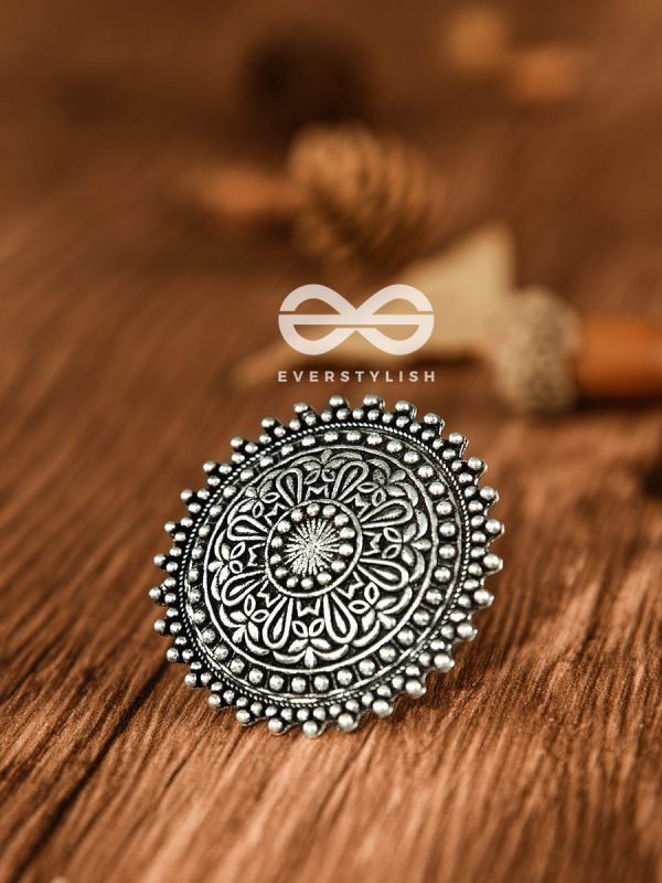The Floral Symmetry - Oxidised Boho Ring
