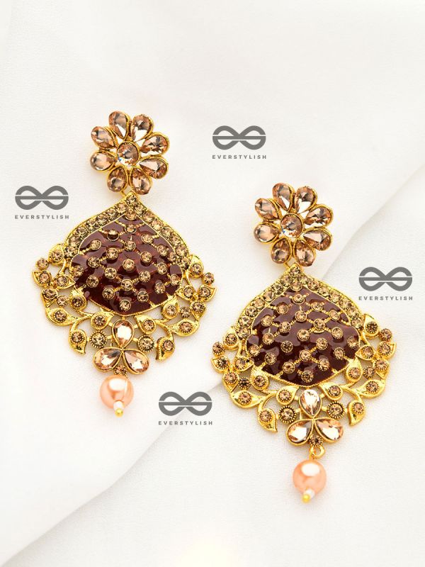 The Marvellous Meenakari Collection - Ruhi Earrings - Maroon-Pink