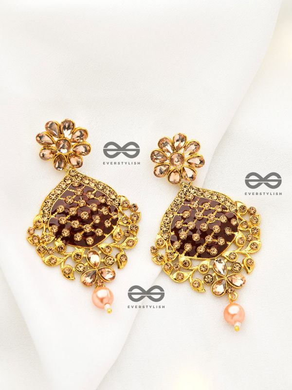 The Marvellous Meenakari Collection - Ruhi Earrings - Maroon-Pink