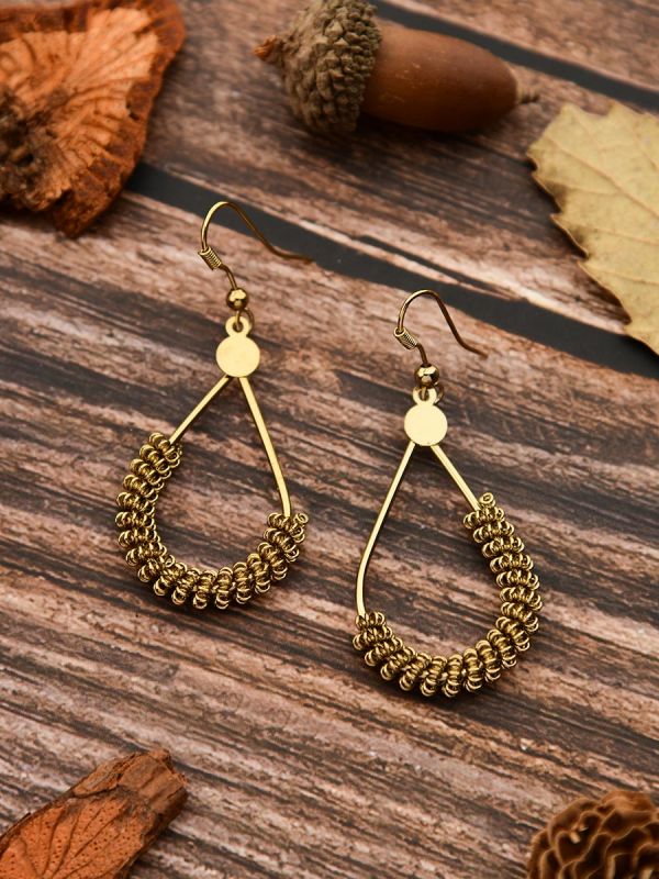 The Little Mesh Droplet - Tiny Trinket Earrings - Oxidised Gold