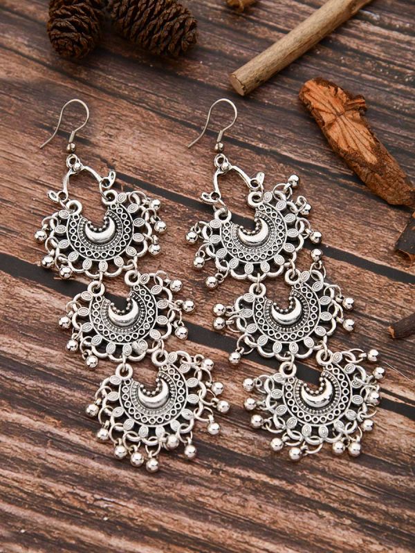 The Triple Moons - Oxidised Boho Earrings