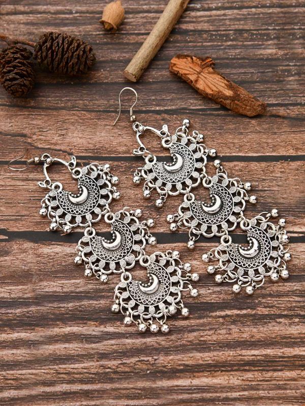 The Triple Moons - Oxidised Boho Earrings