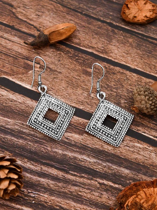 The Oxidised Squares - Tiny Trinket Earrings