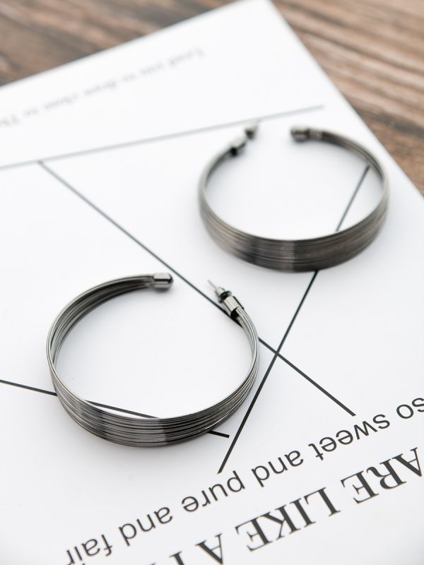 The Layered Oversized Hoops - Dark Grey