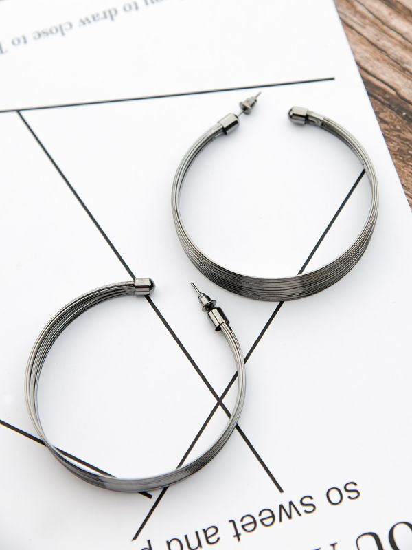 The Layered Oversized Hoops - Dark Grey