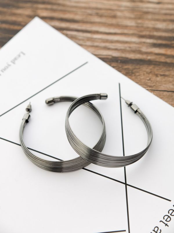 The Layered Oversized Hoops - Dark Grey