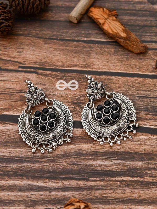 The Peppy Touch - Oxidised Boho Earrings (Black)