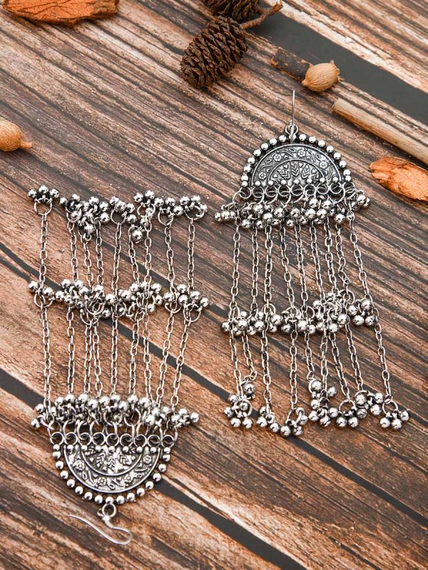 The Motif Moon Statement-Makers - Oxidised Boho Earrings