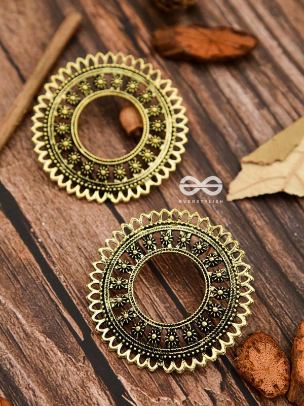The Floral Sun - Golden - Oxidised Boho Earrings