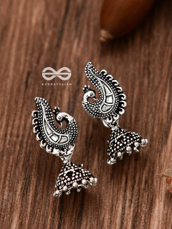 The Little Motif Peacock Jhumki - Tiny Trinket Earrings