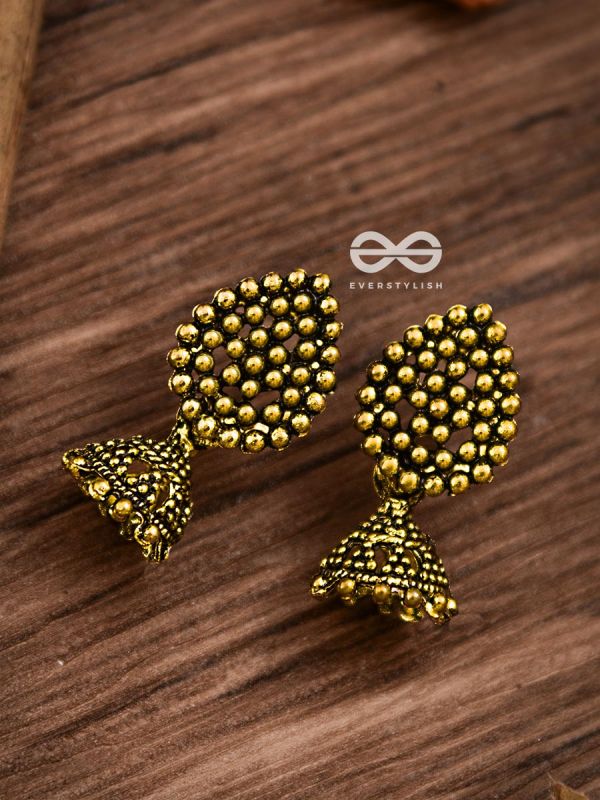 The Little Dotted Jhumki (Golden) - Tiny Trinket Earrings