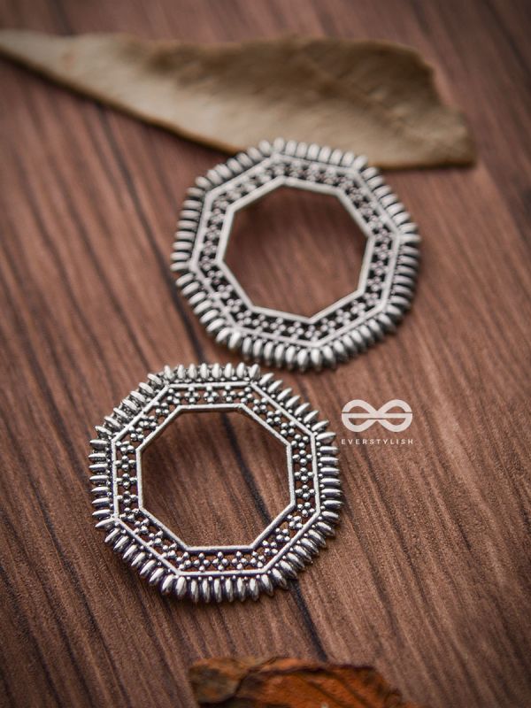 The Little Bohemian Hexagons - Oxidised Boho Earrings
