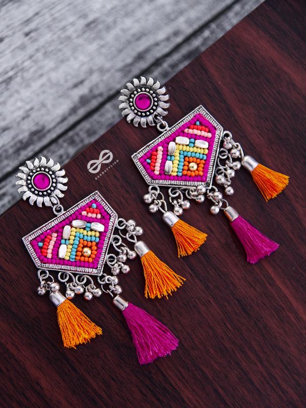 The Playful Desire (Orange-Pink) - The Embroidered Oxidised Collection