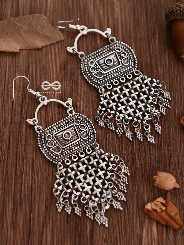 The Criss-Cross Boho Trunk - Oxidised Boho Earrings