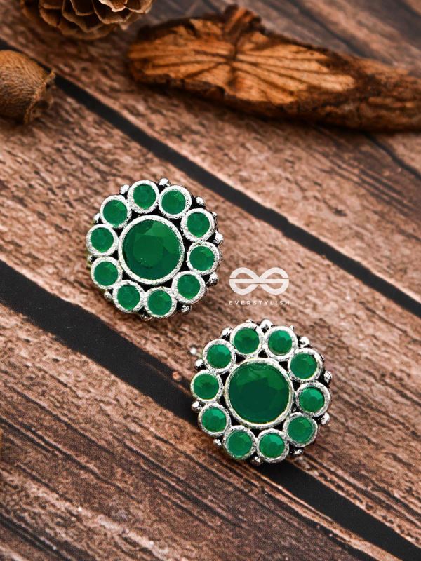 The Bling Button Studs - Emerald Green - Tiny Trinket Earrings