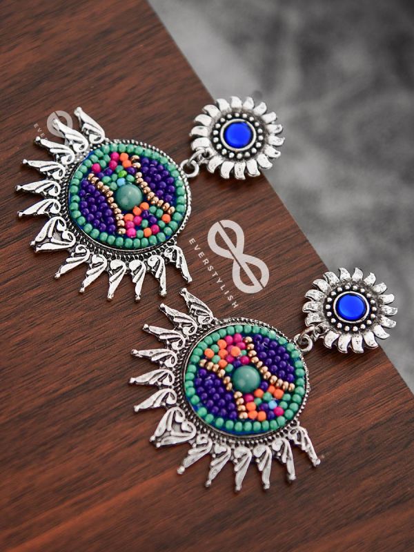 The Little Intricate Sun Drops (Blue) - Embroidered Oxidised Collection