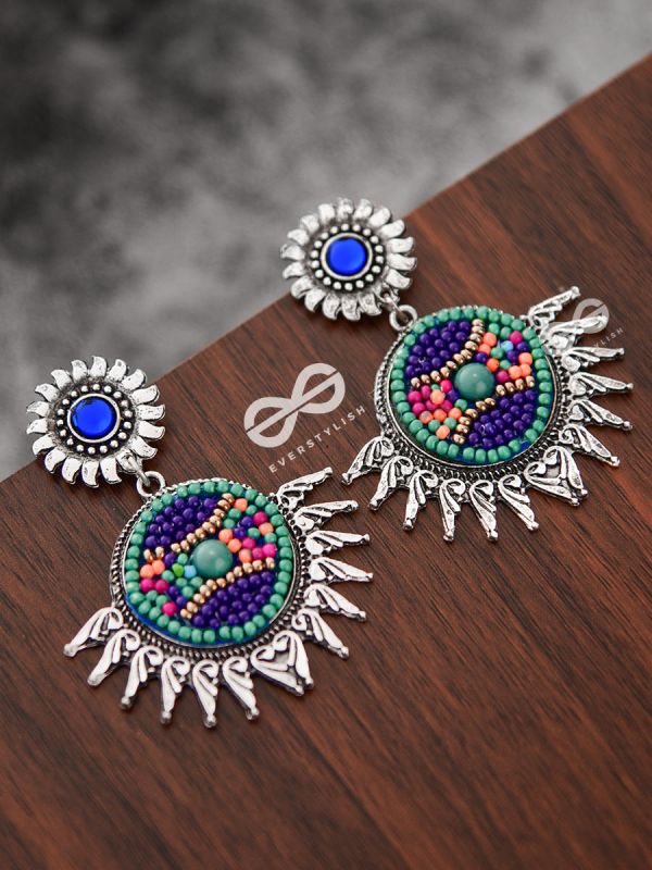 The Little Intricate Sun Drops (Blue) - Embroidered Oxidised Collection