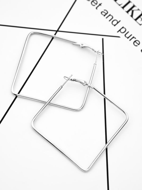 The Everyday Chic - Oversized Rectangle Hoops - Silver