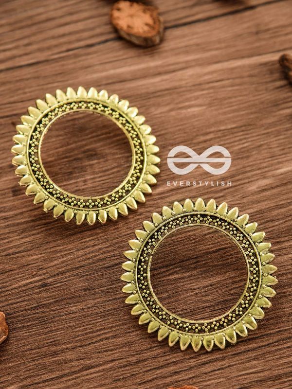 The Bohemian Sun - Oxidised Boho Earrings (Golden)