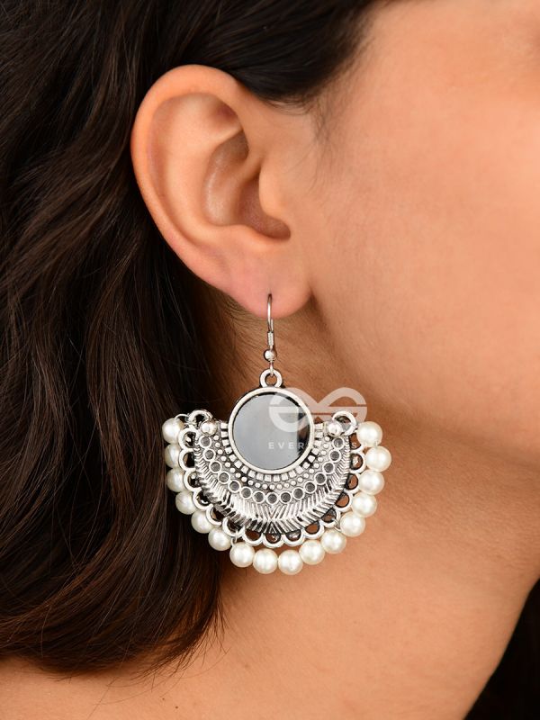 The Elegant Tribals - White - Oxidised Boho Earrings