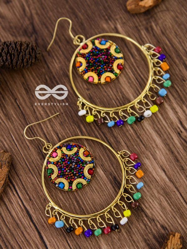 Colour Me Crazy - Oxidised Boho Earrings - Golden