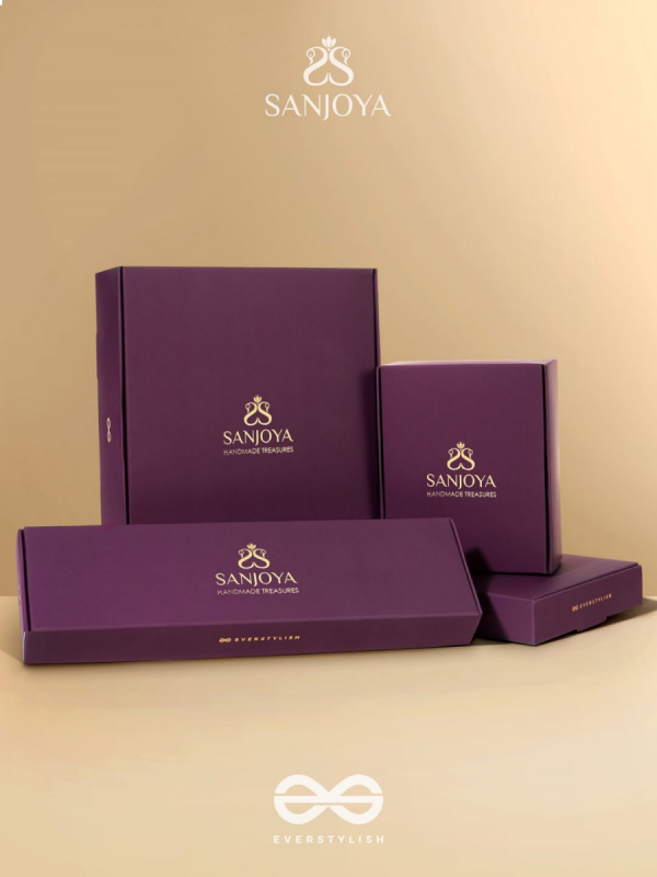 Pindalu - Majestic Plum Splendour - Beads, Sequins And Glass Drop Embroidered Earrings