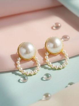 The Pearls of Beauty - Golden Statement Stud Earrings