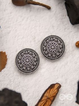 The Ebony Flowerbeds- Oxidised Stud Earrings