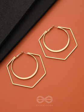 The Layered Geometry - Golden Statement Hoops
