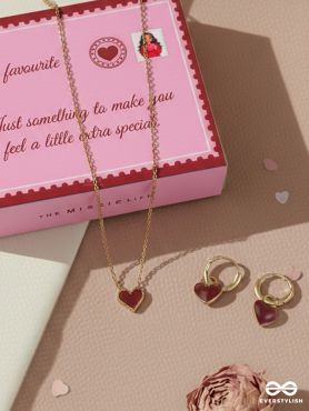 THE MISSIE LIFE - CRIMSON CONFESSION – HEART EARRINGS & NECKLACE JEWELLERY SET