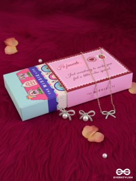 THE MISSIE LIFE - MOON RIBBON – BOW EARRINGS & NECKLACE JEWELLERY SET