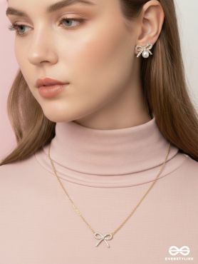 MOON RIBBON – BOW EARRINGS & NECKLACE JEWELLERY SET