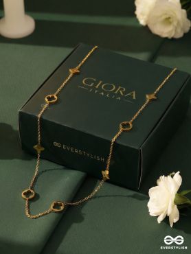 GOLDEN CHARM TRAIL – STAINLESS STEEL 18K GOLD PLATED ANTI-TARNISH MOTIF NECKLACE