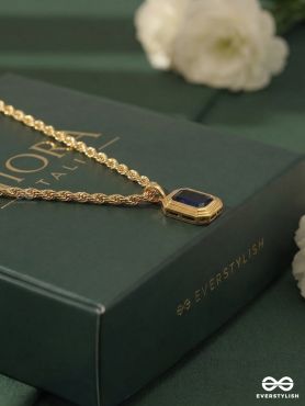 NOIR REGENT – STAINLESS STEEL 18K GOLD PLATED ANTI-TARNISH BLACK STONE PENDANT NECKLACE