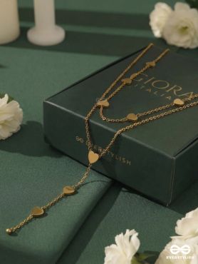 AMANTA FALL – STAINLESS STEEL 18K GOLD PLATED ANTI-TARNISH LAYERED HEART DROP NECKLACE