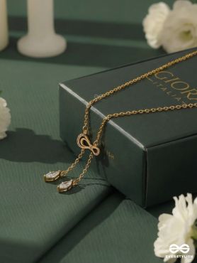 VELORA BOND – STAINLESS STEEL 18K GOLD PLATED ANTI-TARNISH BOW DROP NECKLACE