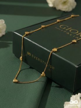 HEART PARADE – STAINLESS STEEL 18K GOLD PLATED ANTI-TARNISH HEART CHARM NECKLACE