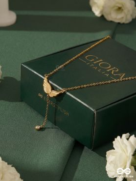 SERAPH DROP – STAINLESS STEEL 18K GOLD PLATED ANTI-TARNISH WING NECKLACE