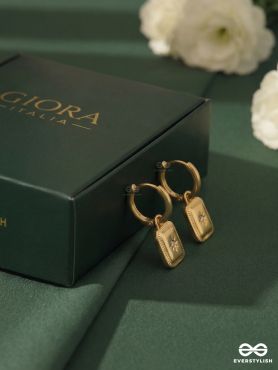 MONARCH TAG – STAINLESS STEEL 18K GOLD PLATED ANTI-TARNISH MINI HOOP DROP EARRINGS