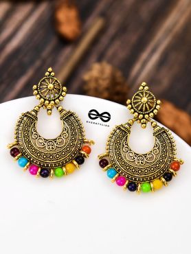 The Elegant Motif Pearls (Golden-Multicolour) - Oxidised Boho Earrings