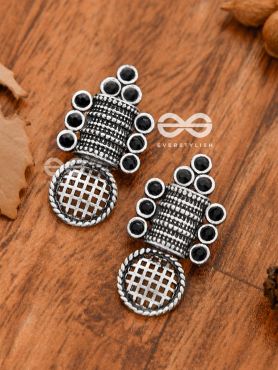 God in the Details (Onyx Black) - Embellished Oxidised Studs