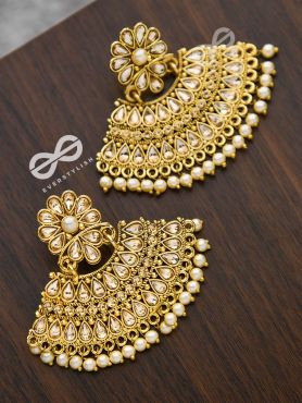 The Royal Shimmer - Golden Statement Earrings