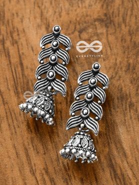 The Hypnotic Layered Jhumkis - Oxidised Boho Earrings